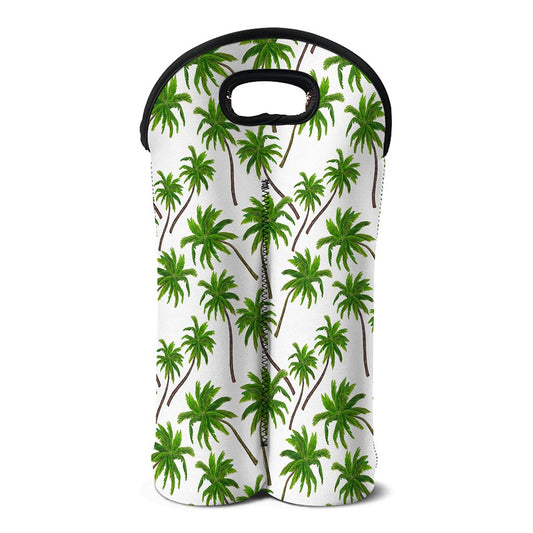 Palm Tree Pattern Print Double Neoprene Wine Tote