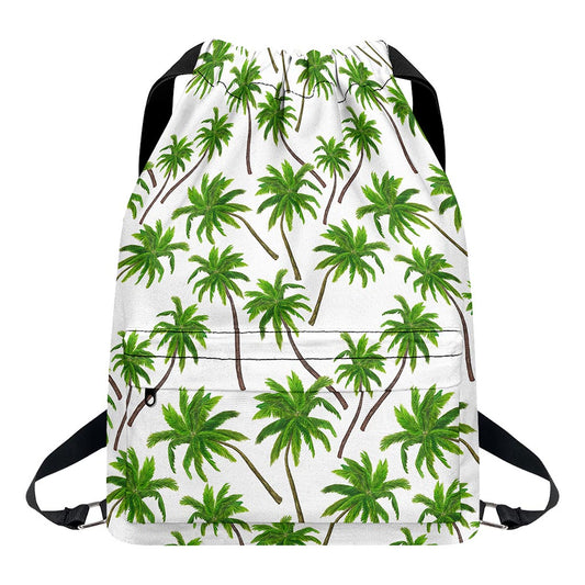 Palm Tree Pattern Print Drawstring Backpack