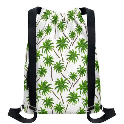 Palm Tree Pattern Print Drawstring Backpack