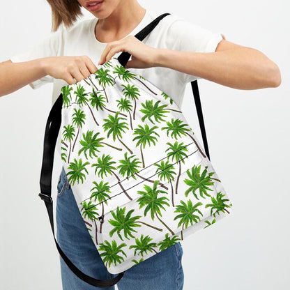 Palm Tree Pattern Print Drawstring Backpack