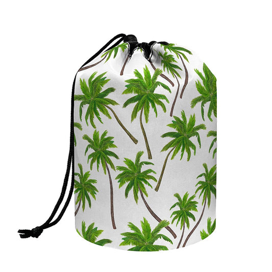 Palm Tree Pattern Print Drawstring Makeup Bag