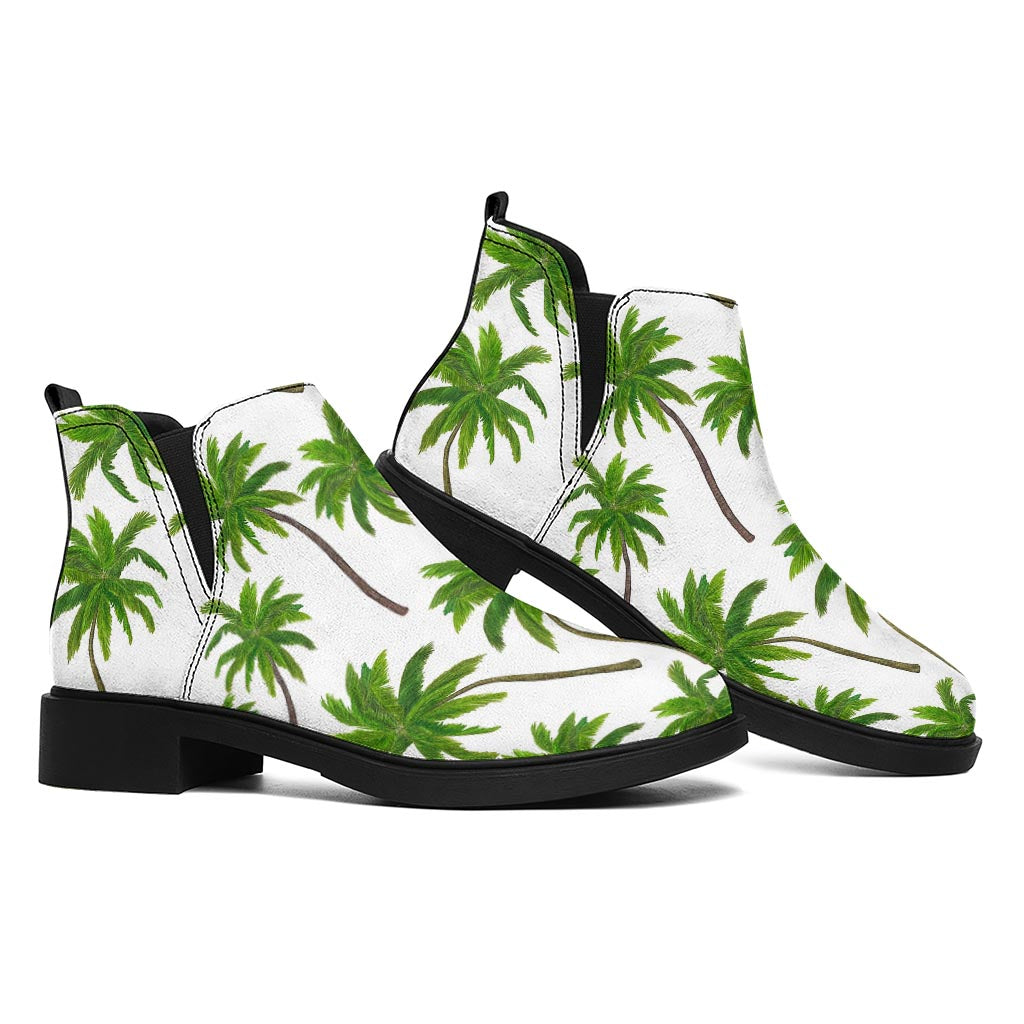Palm Tree Pattern Print Flat Ankle Boots
