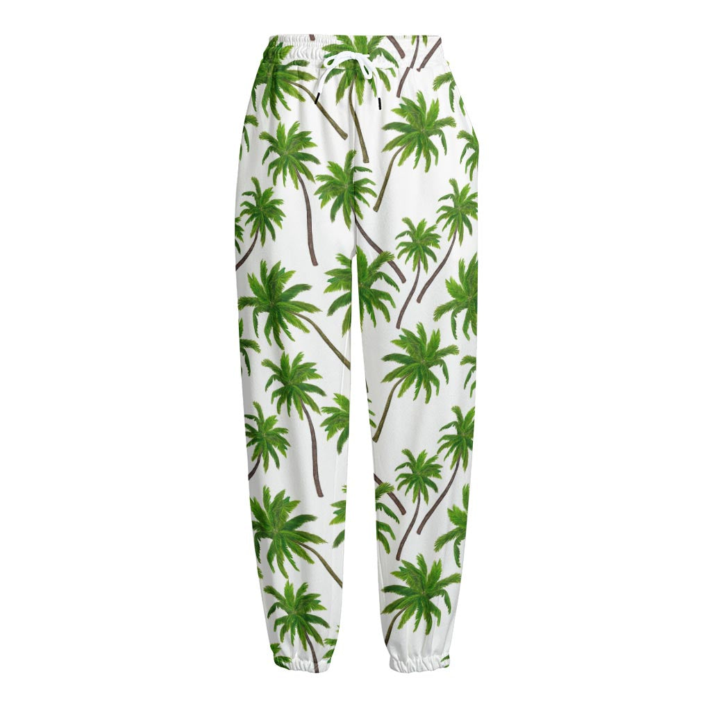 Palm Tree Pattern Print Fleece Lined Knit Pants