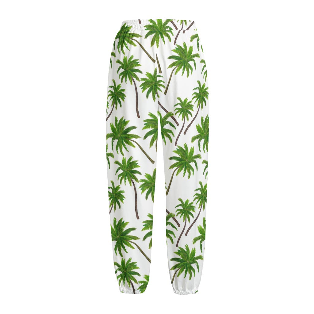 Palm Tree Pattern Print Fleece Lined Knit Pants