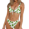 Palm Tree Pattern Print Front Bow Tie Bikini