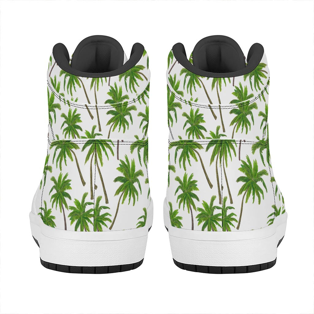 Palm Tree Pattern Print High Top Leather Sneakers