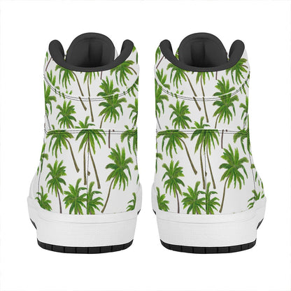 Palm Tree Pattern Print High Top Leather Sneakers