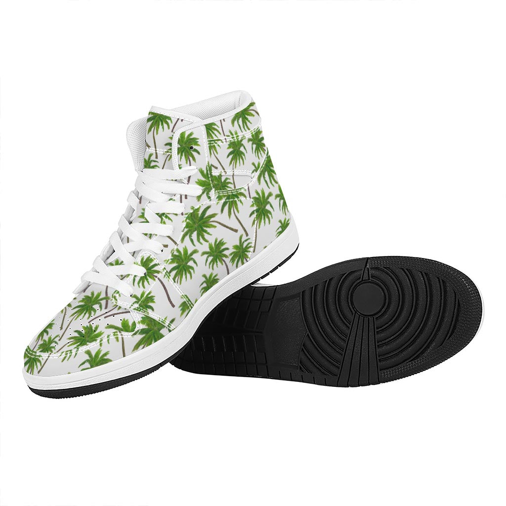 Palm Tree Pattern Print High Top Leather Sneakers
