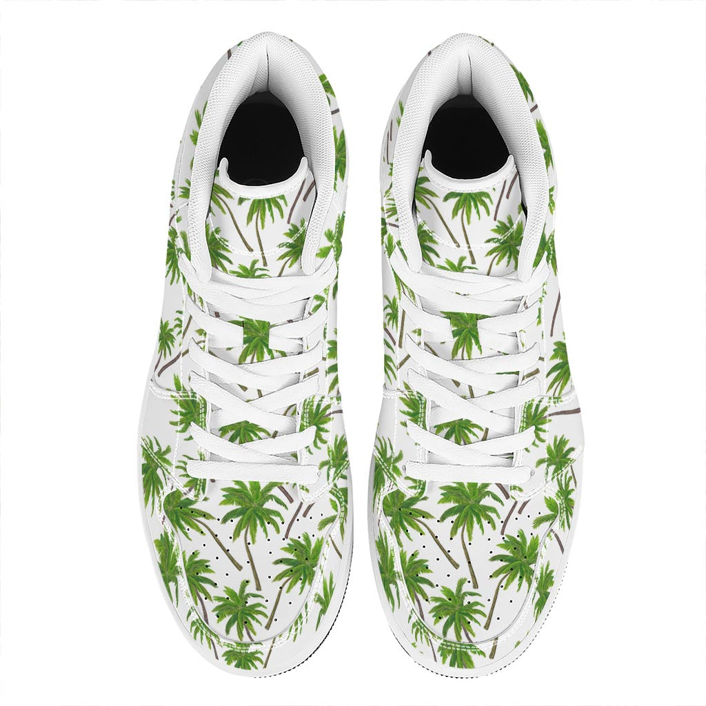 Palm Tree Pattern Print High Top Leather Sneakers