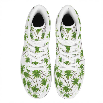 Palm Tree Pattern Print High Top Leather Sneakers