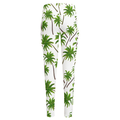 Palm Tree Pattern Print High-Waisted Pocket Leggings