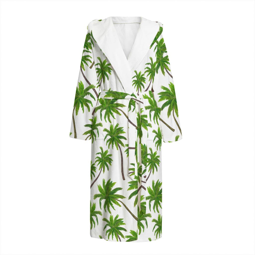 Palm Tree Pattern Print Hooded Bathrobe