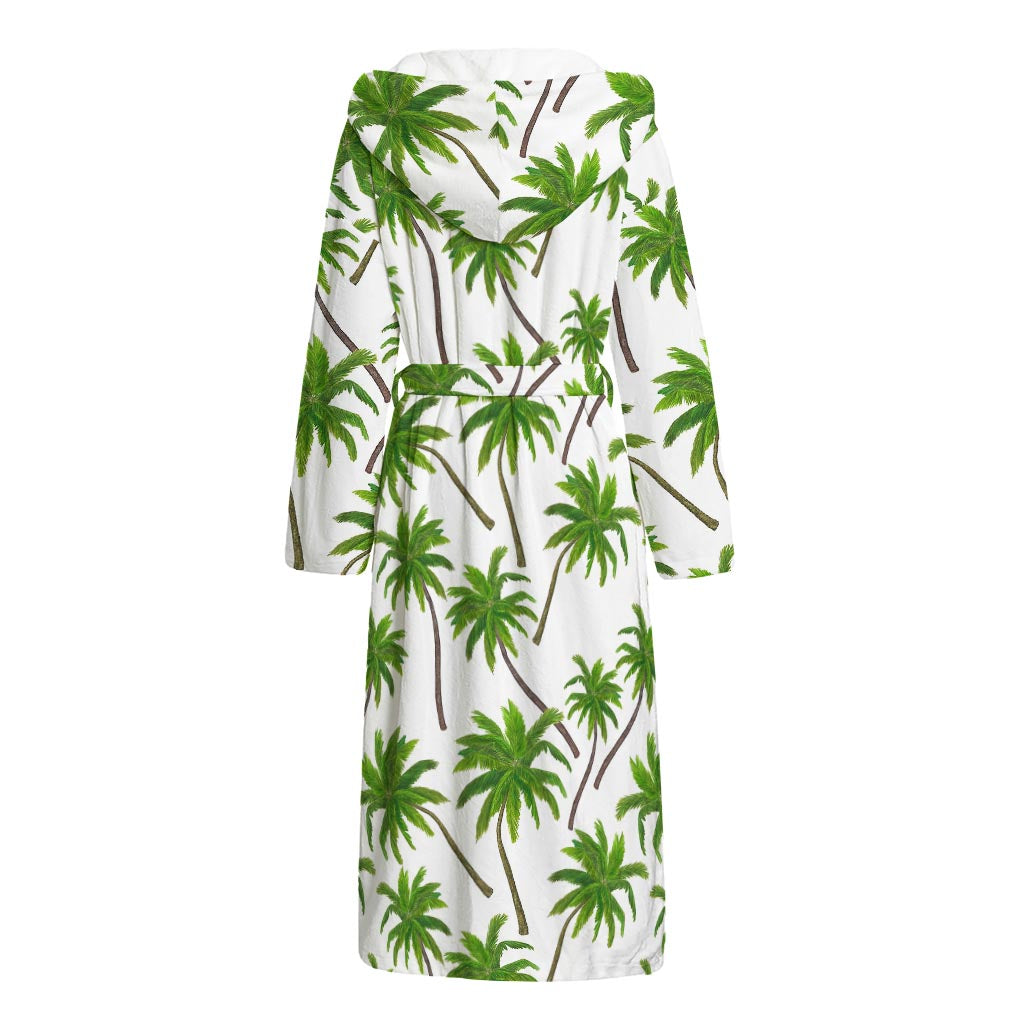 Palm Tree Pattern Print Hooded Bathrobe