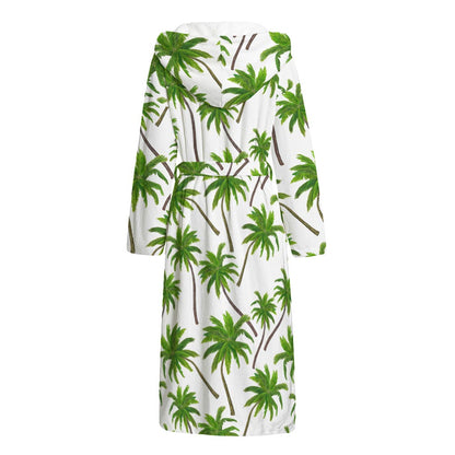 Palm Tree Pattern Print Hooded Bathrobe