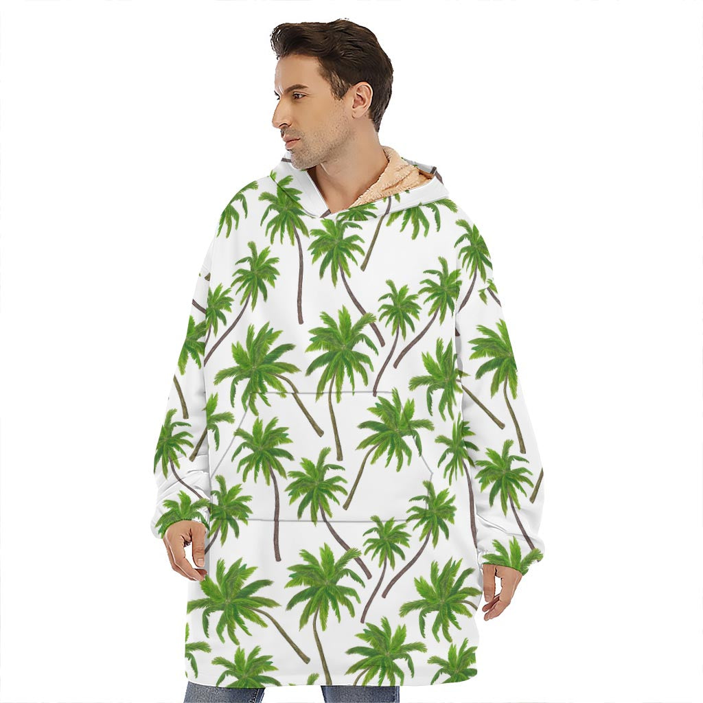 Palm Tree Pattern Print Hoodie Blanket