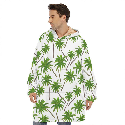 Palm Tree Pattern Print Hoodie Blanket