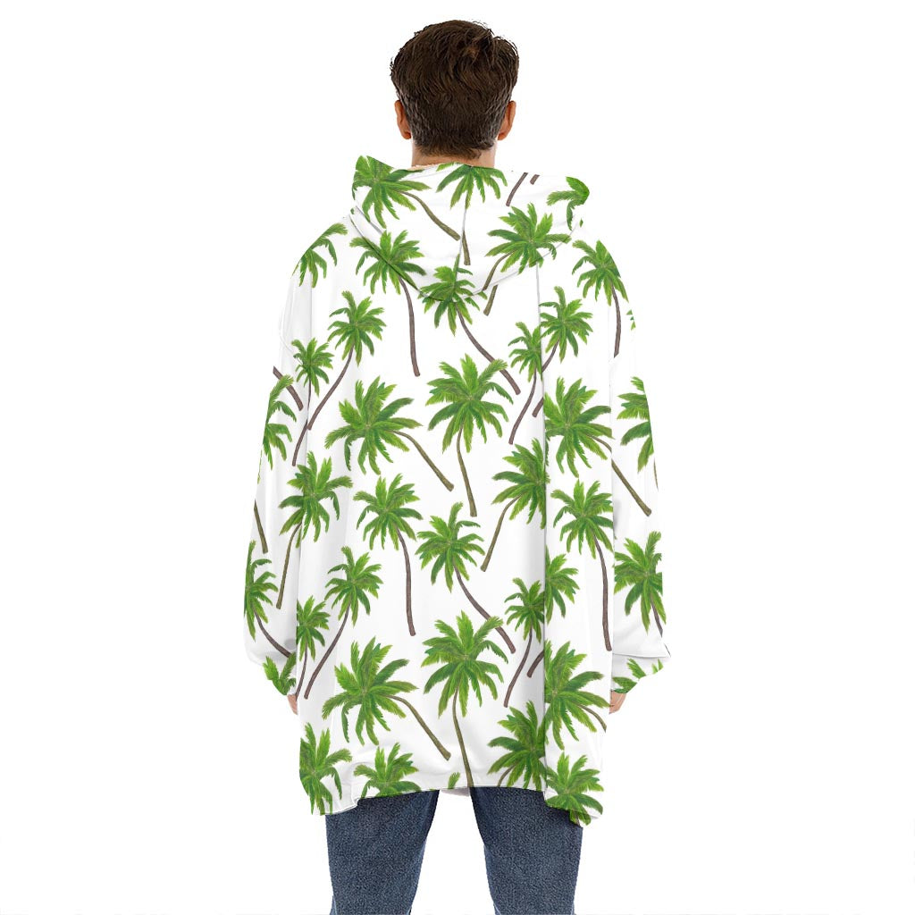 Palm Tree Pattern Print Hoodie Blanket