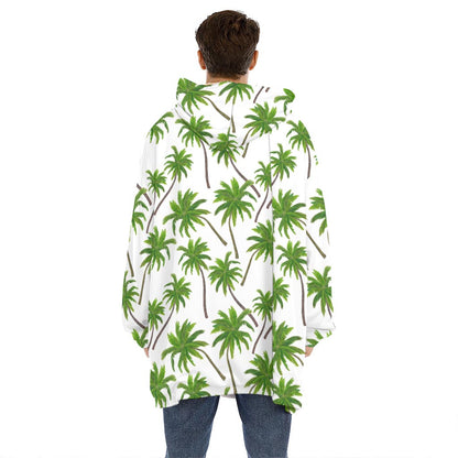 Palm Tree Pattern Print Hoodie Blanket