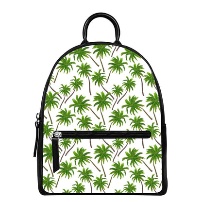 Palm Tree Pattern Print Leather Backpack