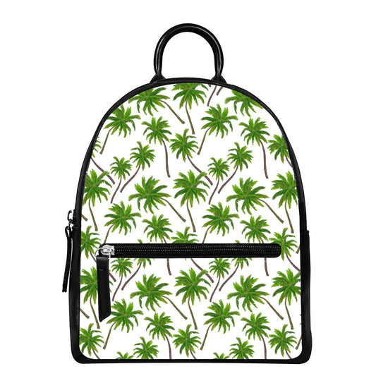 Palm Tree Pattern Print Leather Backpack