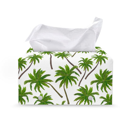 Palm Tree Pattern Print Leather Tissue Box Cover