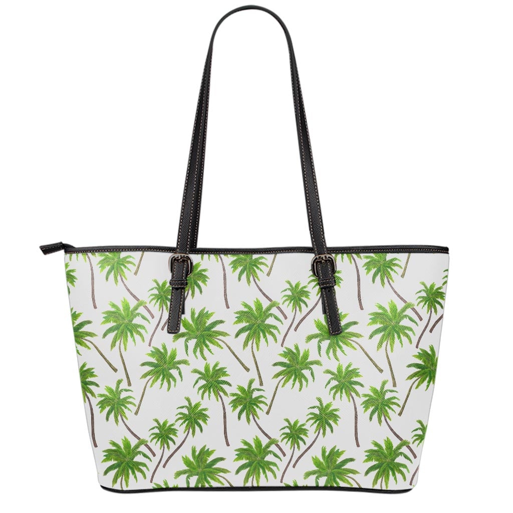Palm Tree Pattern Print Leather Tote Bag