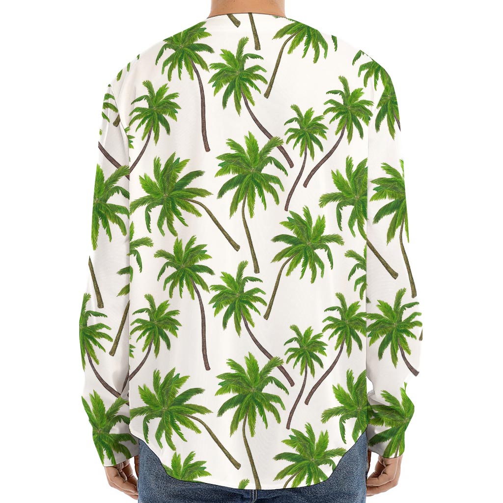 Palm Tree Pattern Print Long Sleeve Baseball Jersey
