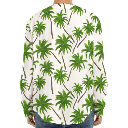Palm Tree Pattern Print Long Sleeve Baseball Jersey