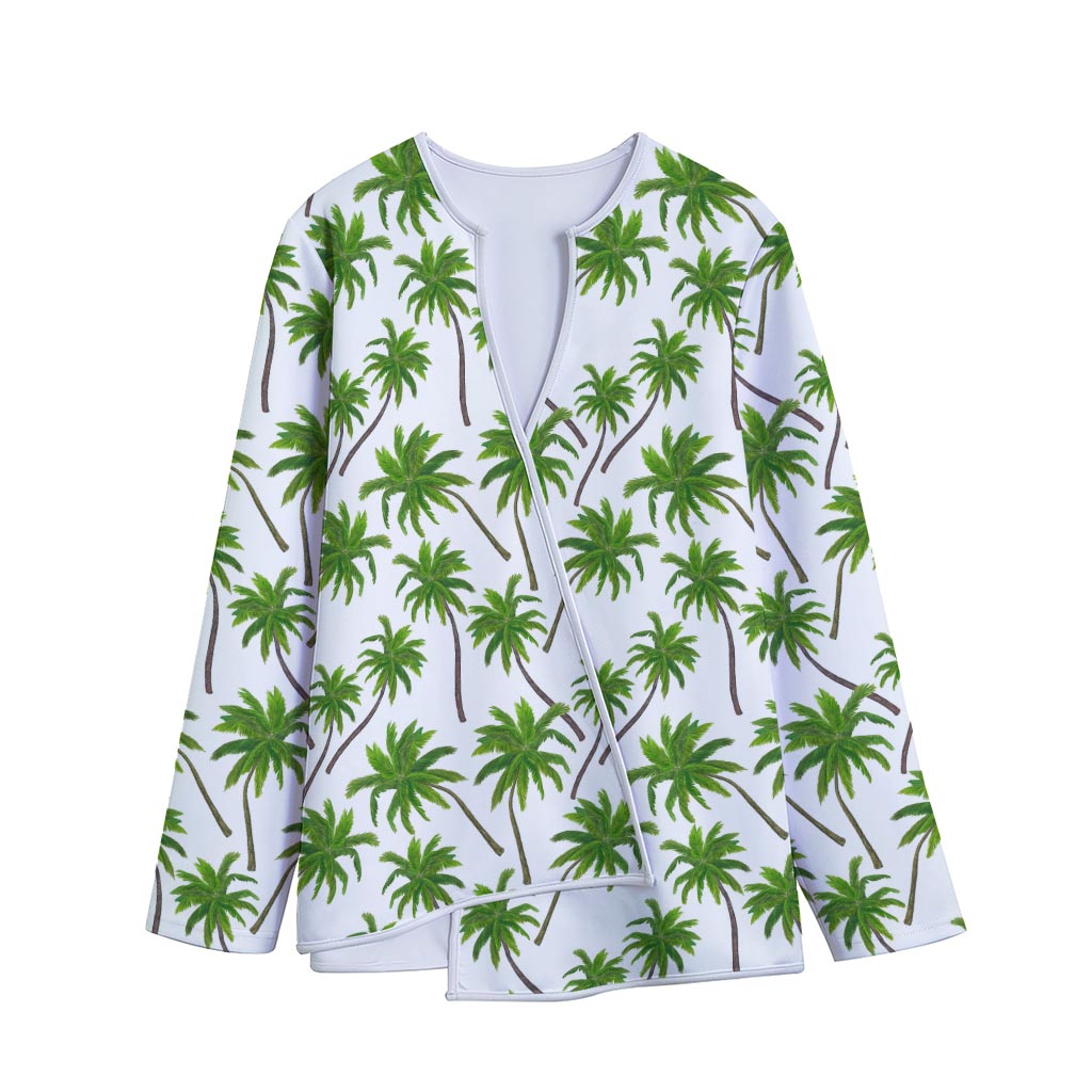 Palm Tree Pattern Print Long Sleeve Short Coat