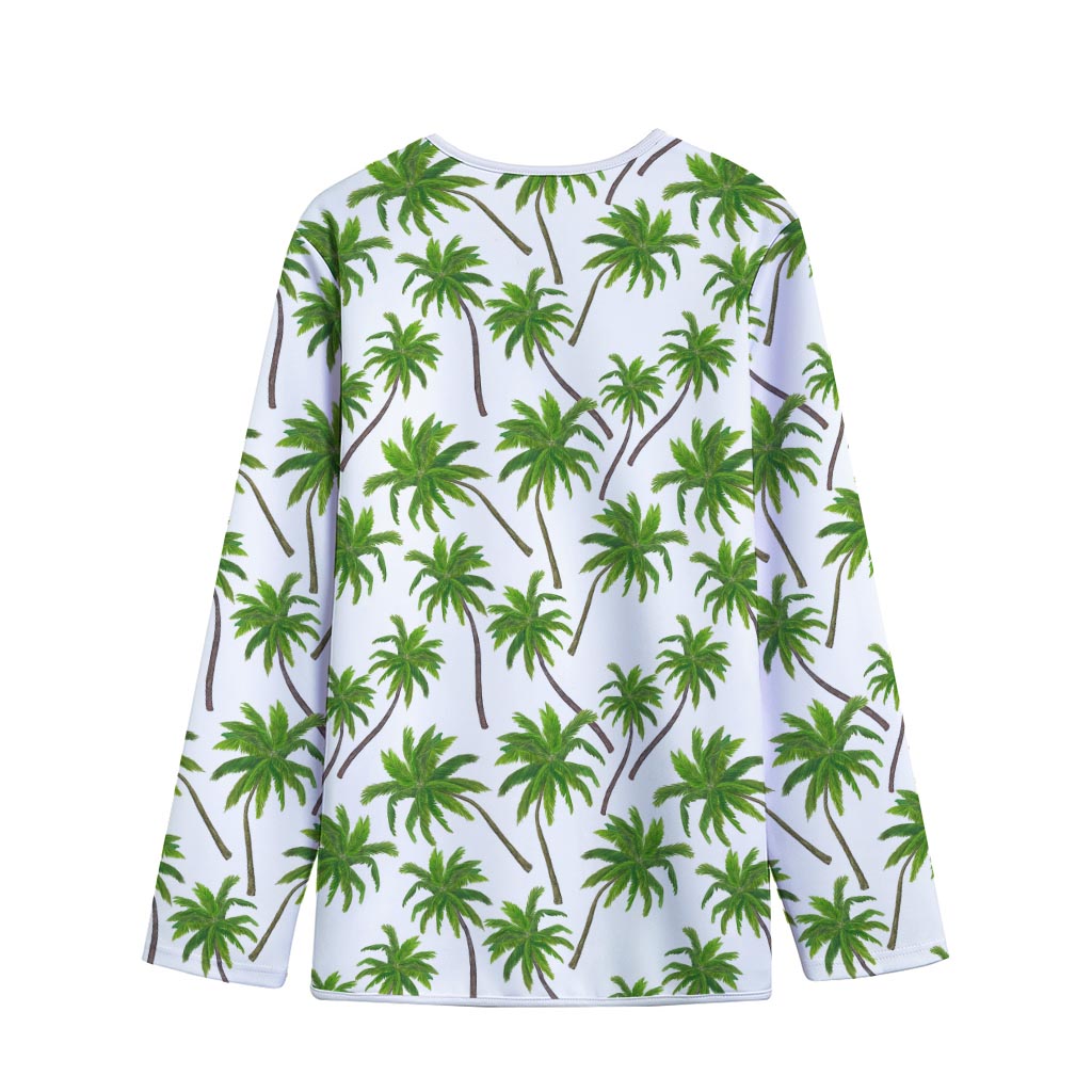 Palm Tree Pattern Print Long Sleeve Short Coat