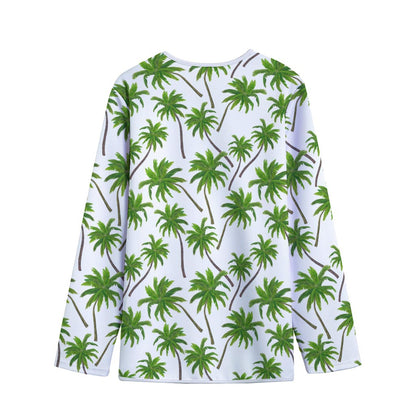 Palm Tree Pattern Print Long Sleeve Short Coat