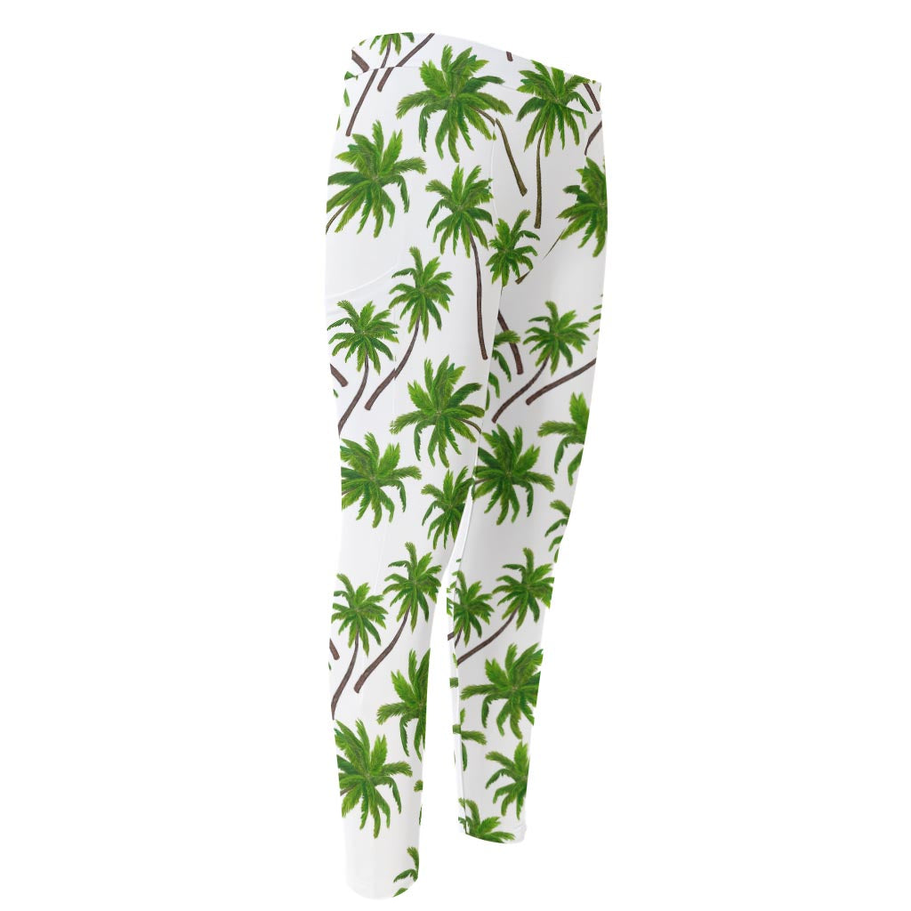Palm Tree Pattern Print Men's Compression Pants