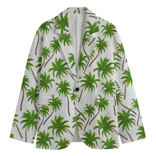 Palm Tree Pattern Print Men's Cotton Blazer
