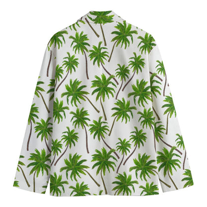 Palm Tree Pattern Print Men's Cotton Blazer