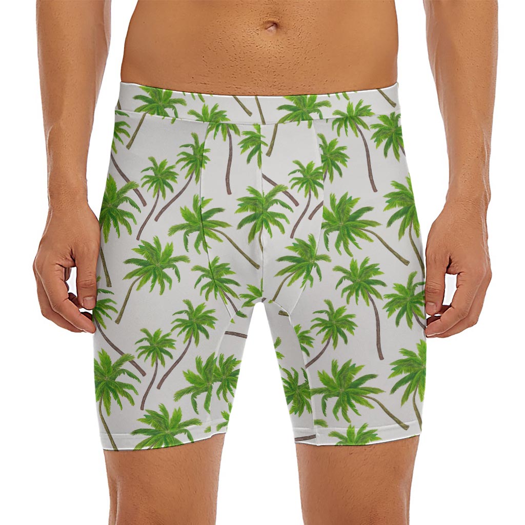 Palm Tree Pattern Print Men's Long Boxer Briefs