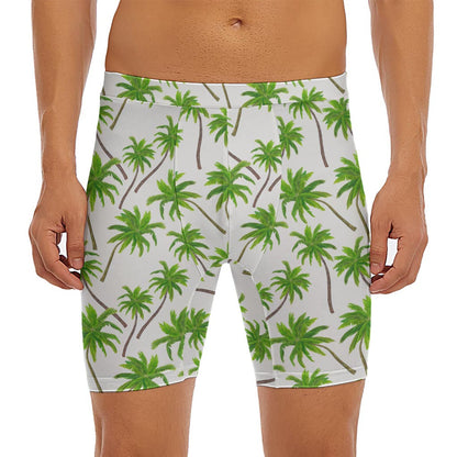 Palm Tree Pattern Print Men's Long Boxer Briefs