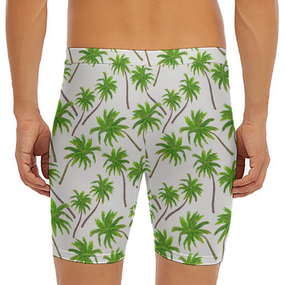 Palm Tree Pattern Print Men's Long Boxer Briefs