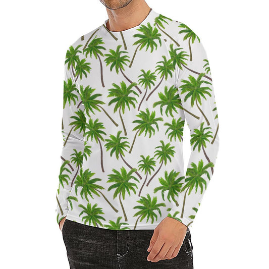 Palm Tree Pattern Print Men's Long Sleeve Rash Guard