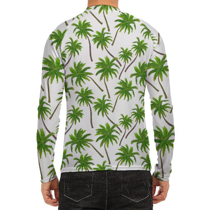 Palm Tree Pattern Print Men's Long Sleeve Rash Guard