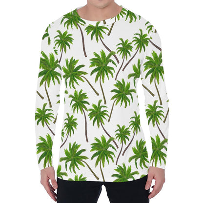 Palm Tree Pattern Print Men's Long Sleeve T-Shirt