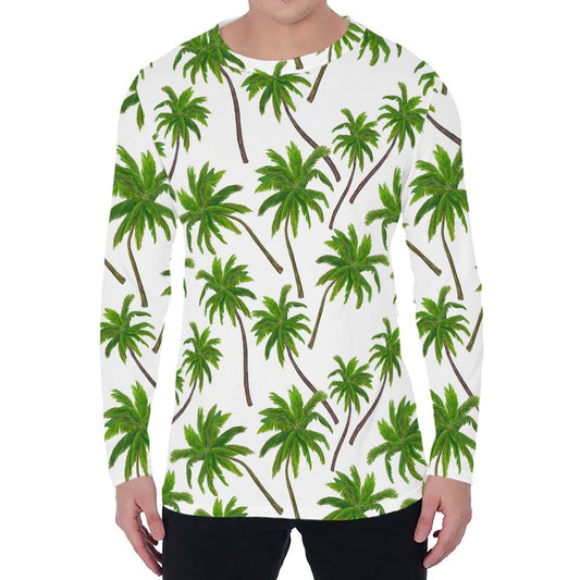 Palm Tree Pattern Print Men's Long Sleeve T-Shirt