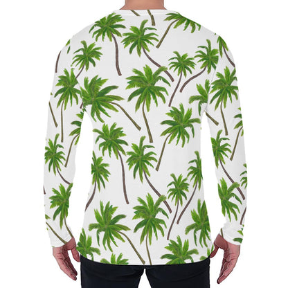 Palm Tree Pattern Print Men's Long Sleeve T-Shirt