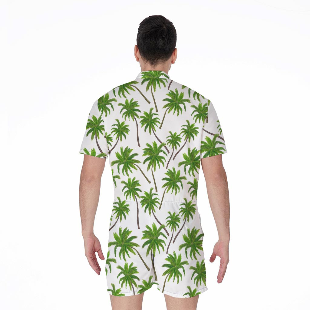 Palm Tree Pattern Print Men's Rompers