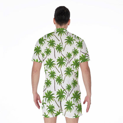 Palm Tree Pattern Print Men's Rompers
