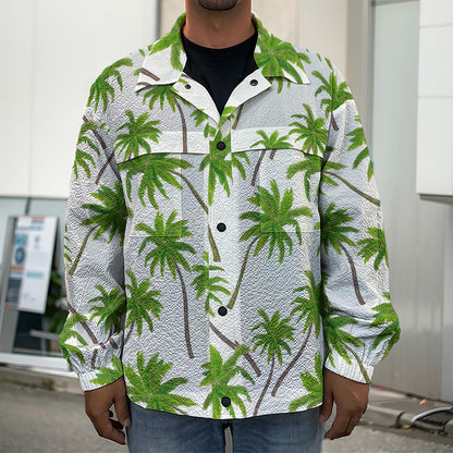 Palm Tree Pattern Print Men's Shirt Jacket