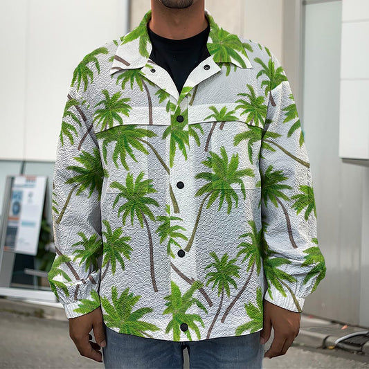 Palm Tree Pattern Print Men's Shirt Jacket