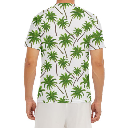 Palm Tree Pattern Print Men's Short Sleeve Rash Guard