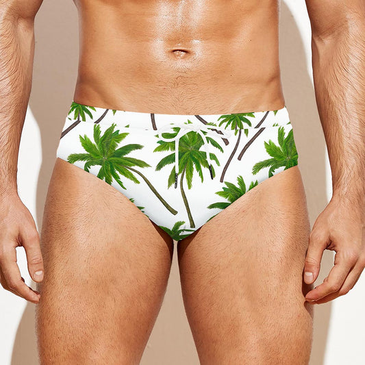 Palm Tree Pattern Print Men's Swim Briefs