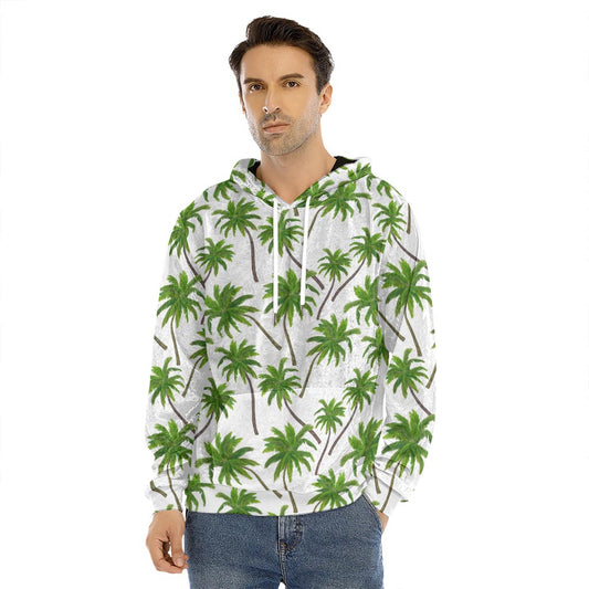 Palm Tree Pattern Print Men's Velvet Pullover Hoodie