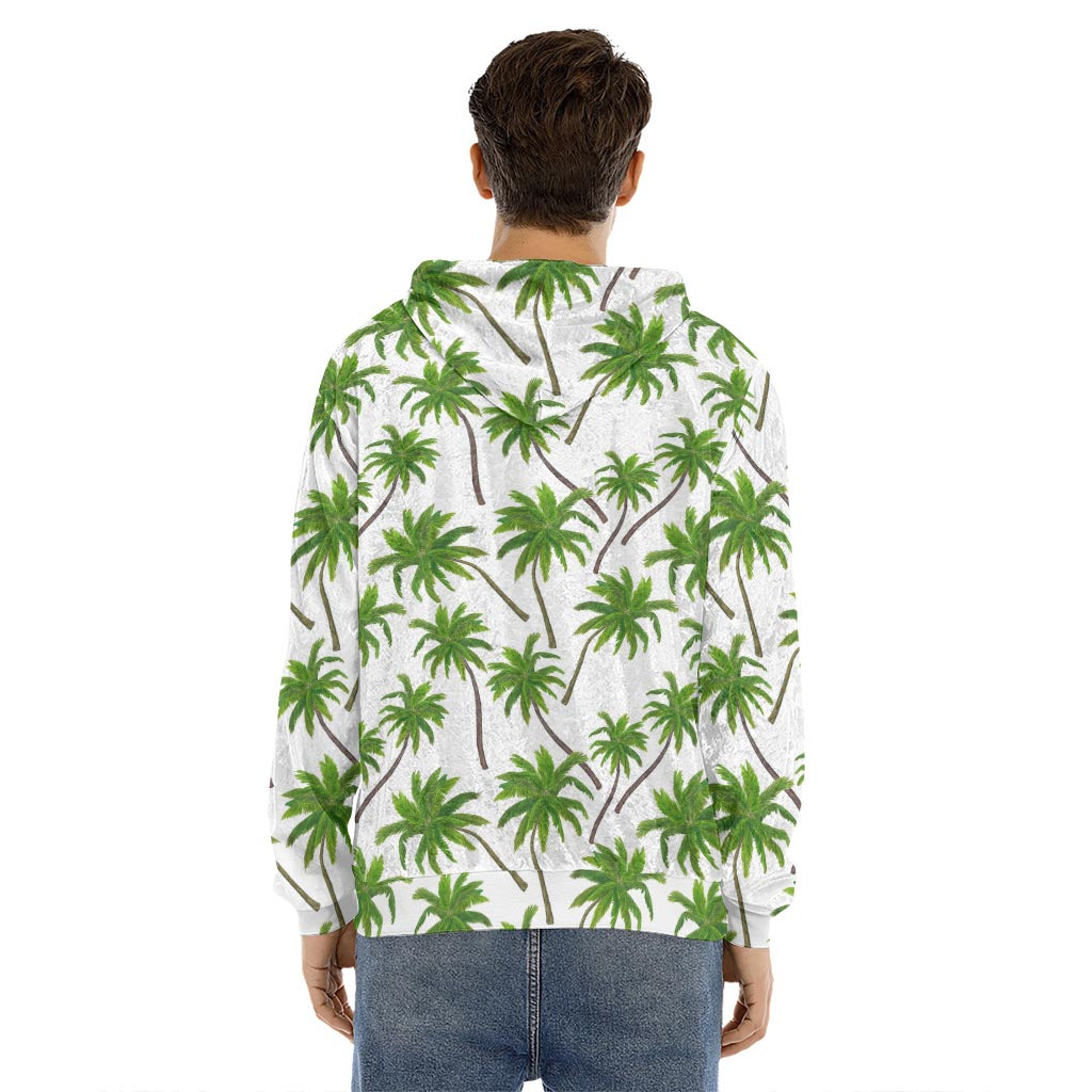 Palm Tree Pattern Print Men's Velvet Pullover Hoodie